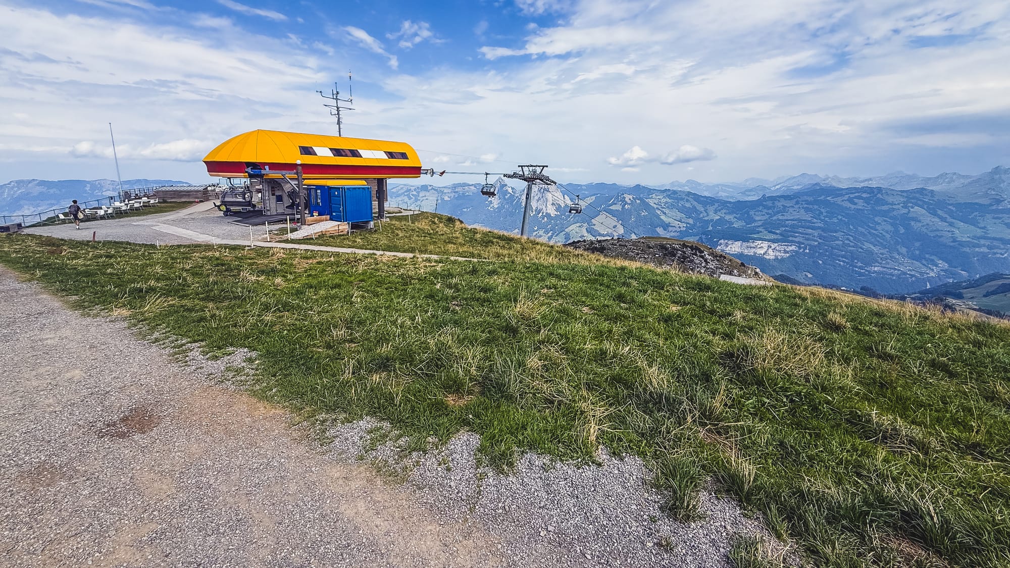 Chairlift station going down to Stoos on top of the mountain