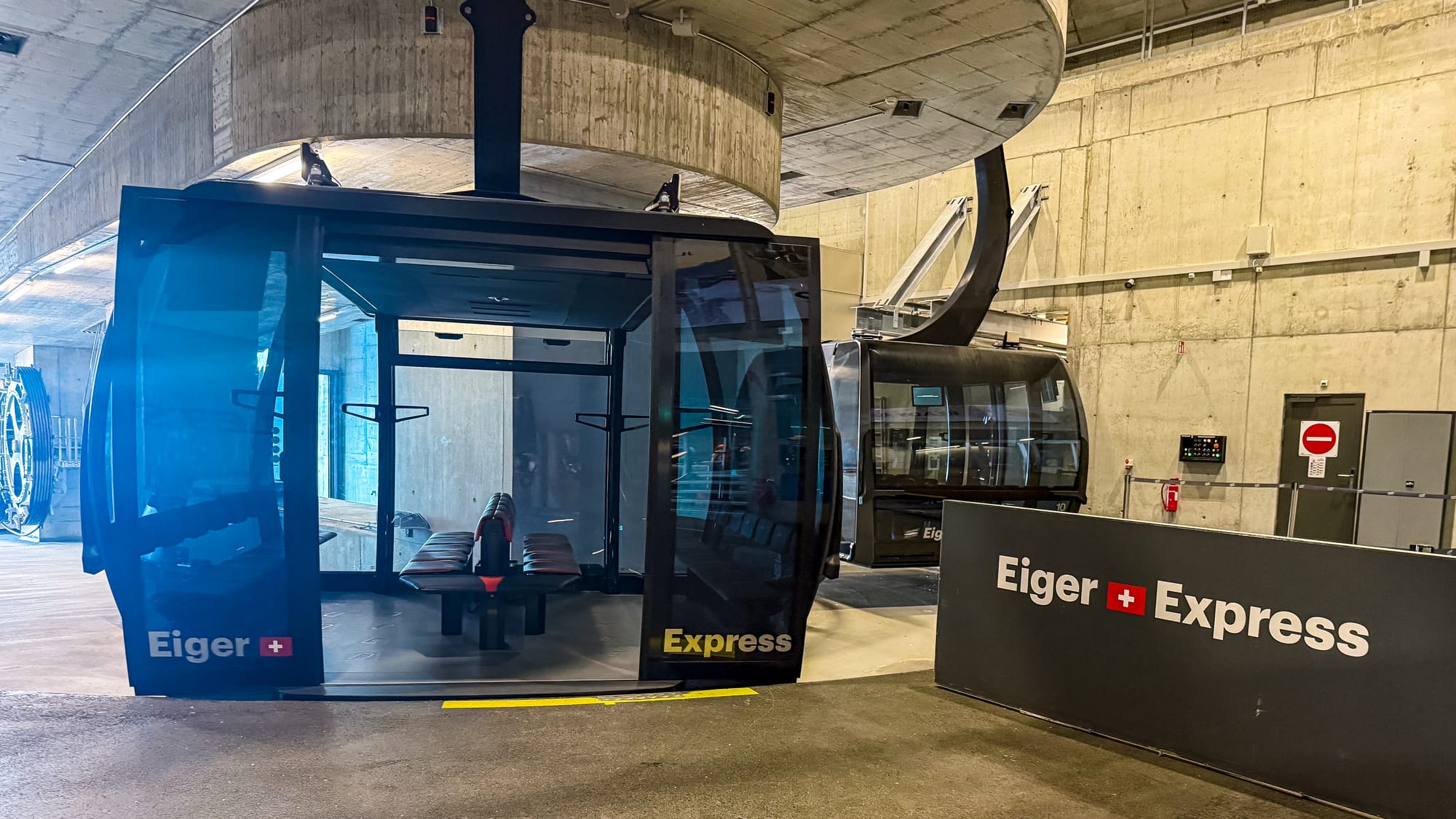 Eiger Express cable car cabin at Grindelwald Terminal station